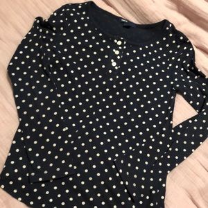 Girls Navy Polka Dot Shirt - Size L (10)